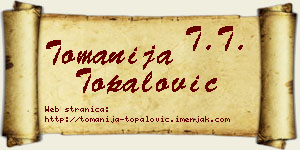 Tomanija Topalović vizit kartica